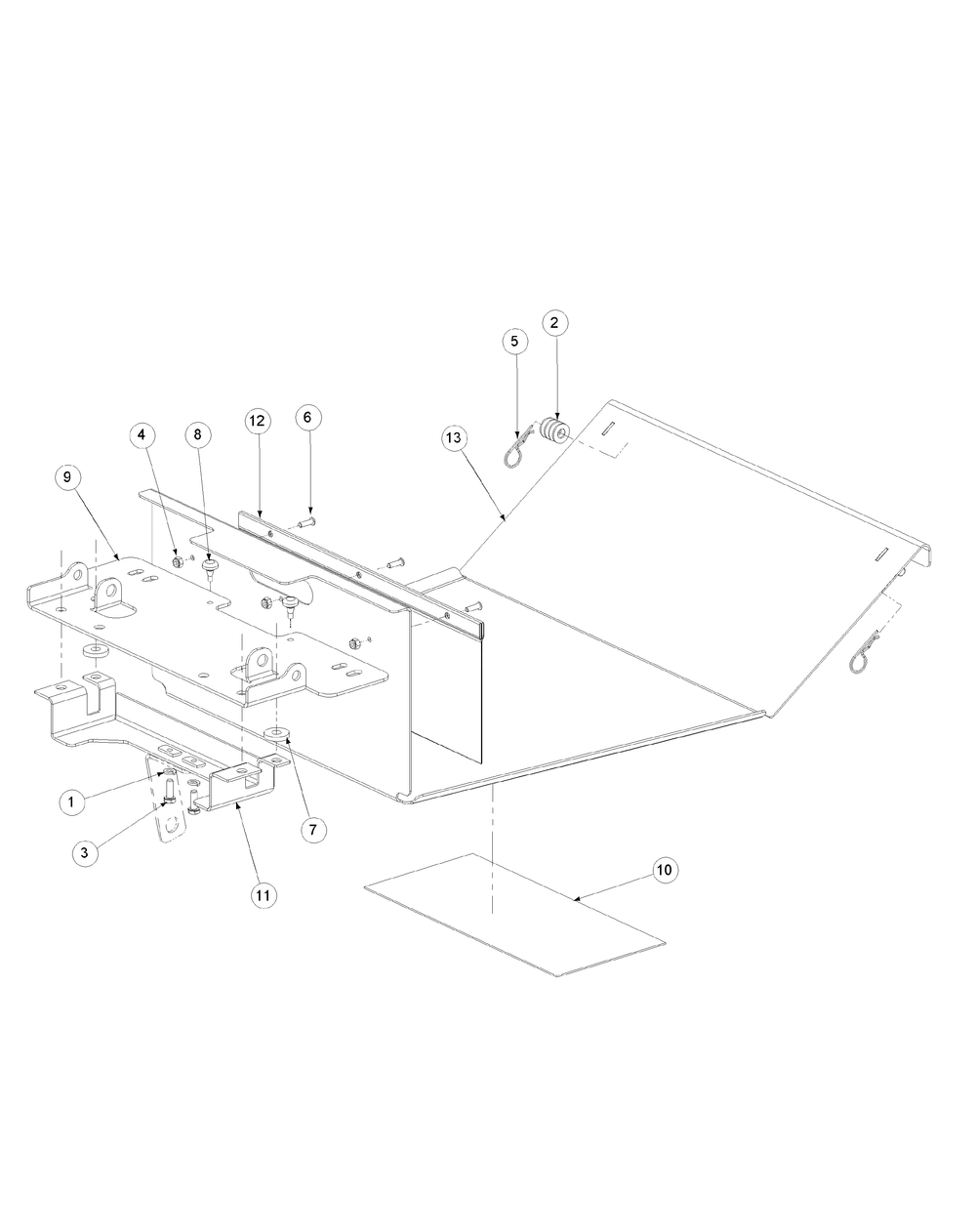 Floor Panel Assembly Diagram and Parts List for M48-KW 53AB5DBV750-23-HP-OHV Cub Cadet Lawn Tractor